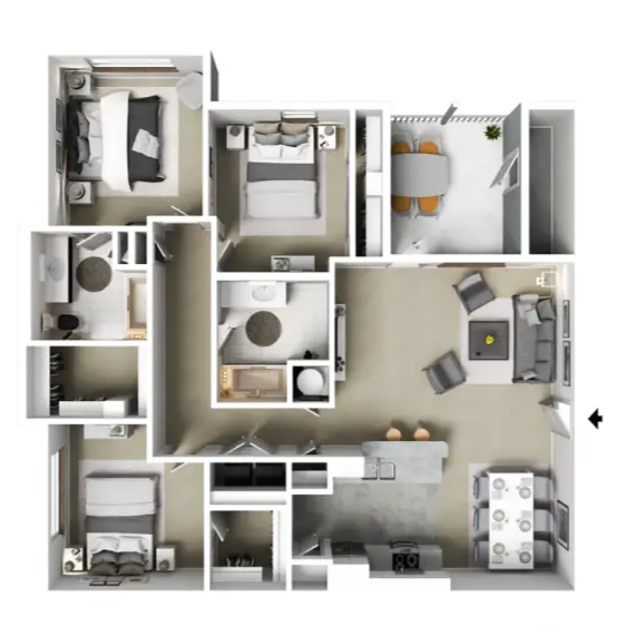 3 Bed 2.0 Bath Floor Plan